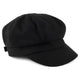 Black women's baker boy hat with rounded panelled crown and short brim