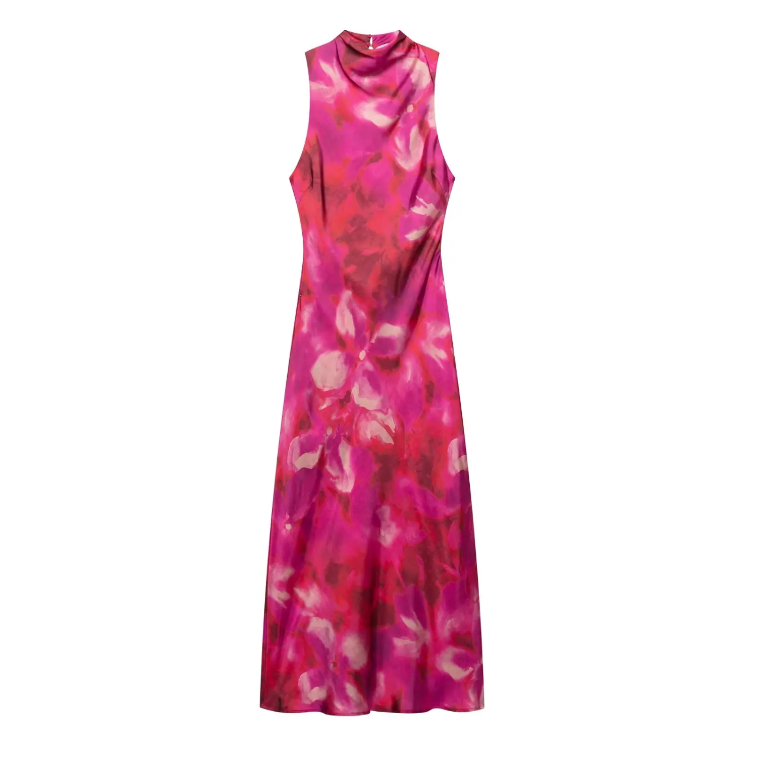 Evelyn | Vestido midi sin mangas con estampado texturizado