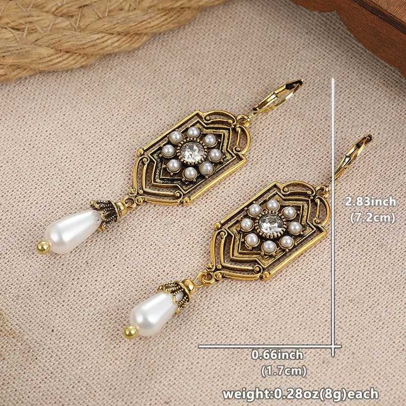 Kestrel | Women's Vintage Golden Inlaid Pearl Earrings
