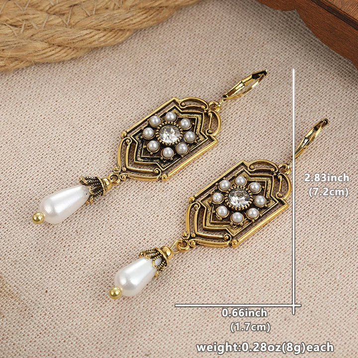 Kestrel | Women's Vintage Golden Inlaid Pearl Earrings
