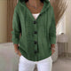 Women's hooded knitted cardigan with long sleeves and button front