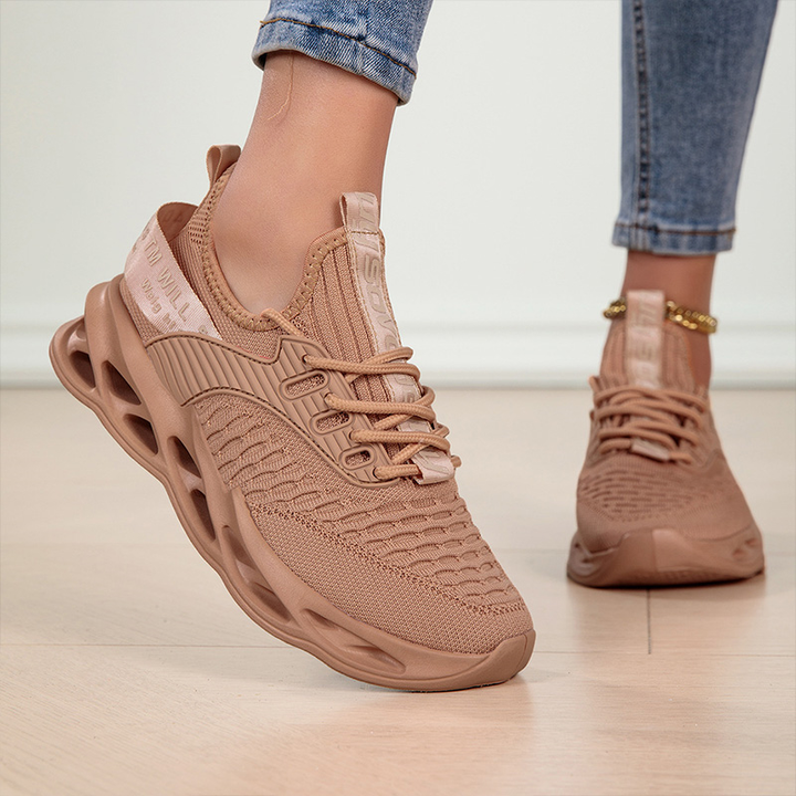 Women's multicolor lace-up sneakers with textured uppers and sculpted cut-out soles