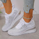 Women's textured lace-up sneakers with layered flat soles