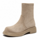 Ankle boots with round toes, low block heels and raised soles