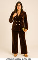 Women's velvet double-breasted suit with blazer and flared trousers