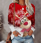 Women's Christmas sweater with reindeer and snowflake graphics