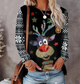 Women's Christmas sweater with reindeer and snowflake graphics