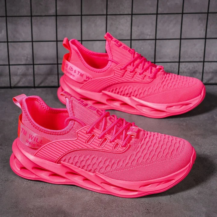 Women's multicolor lace-up sneakers with textured uppers and sculpted cut-out soles