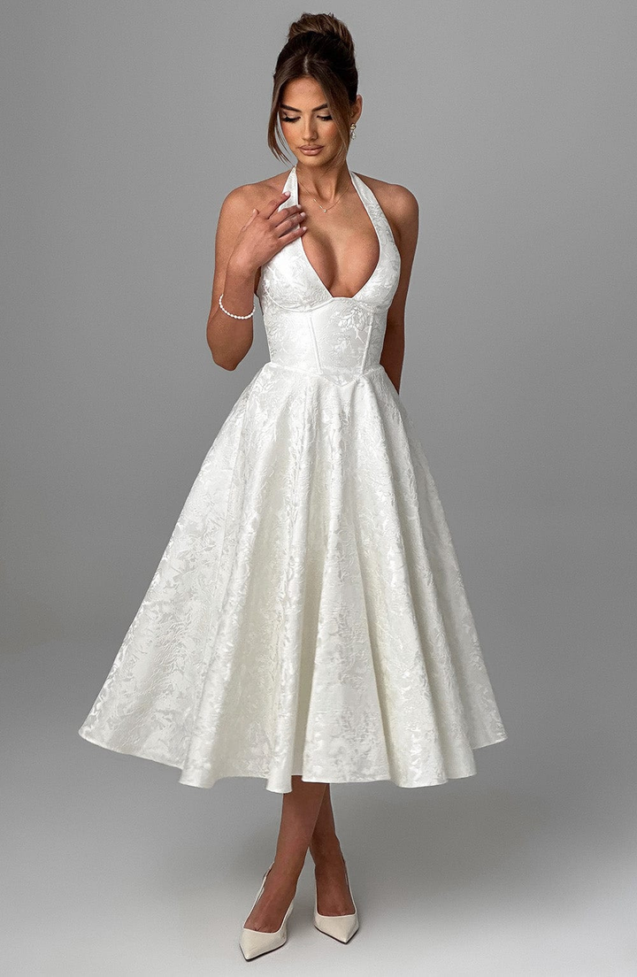 Josephine | Women's Wedding Guest Dresses With Halter Neckline And Full Skirt