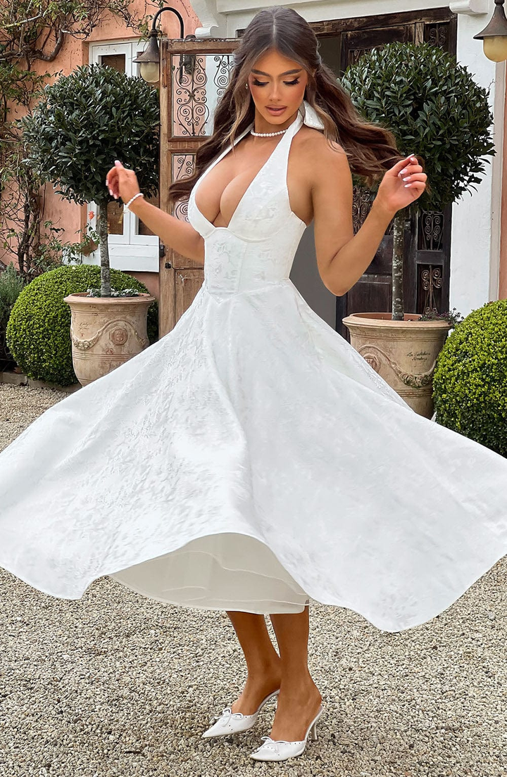 Josephine | Women's Wedding Guest Dresses With Halter Neckline And Full Skirt