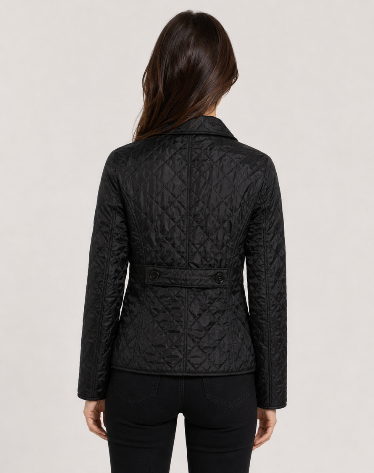 Women's quilted jacket with shirt collar and button front