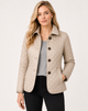 Women's quilted jacket with shirt collar and button front