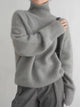 Women's ribbed turtleneck sweater with long sleeves