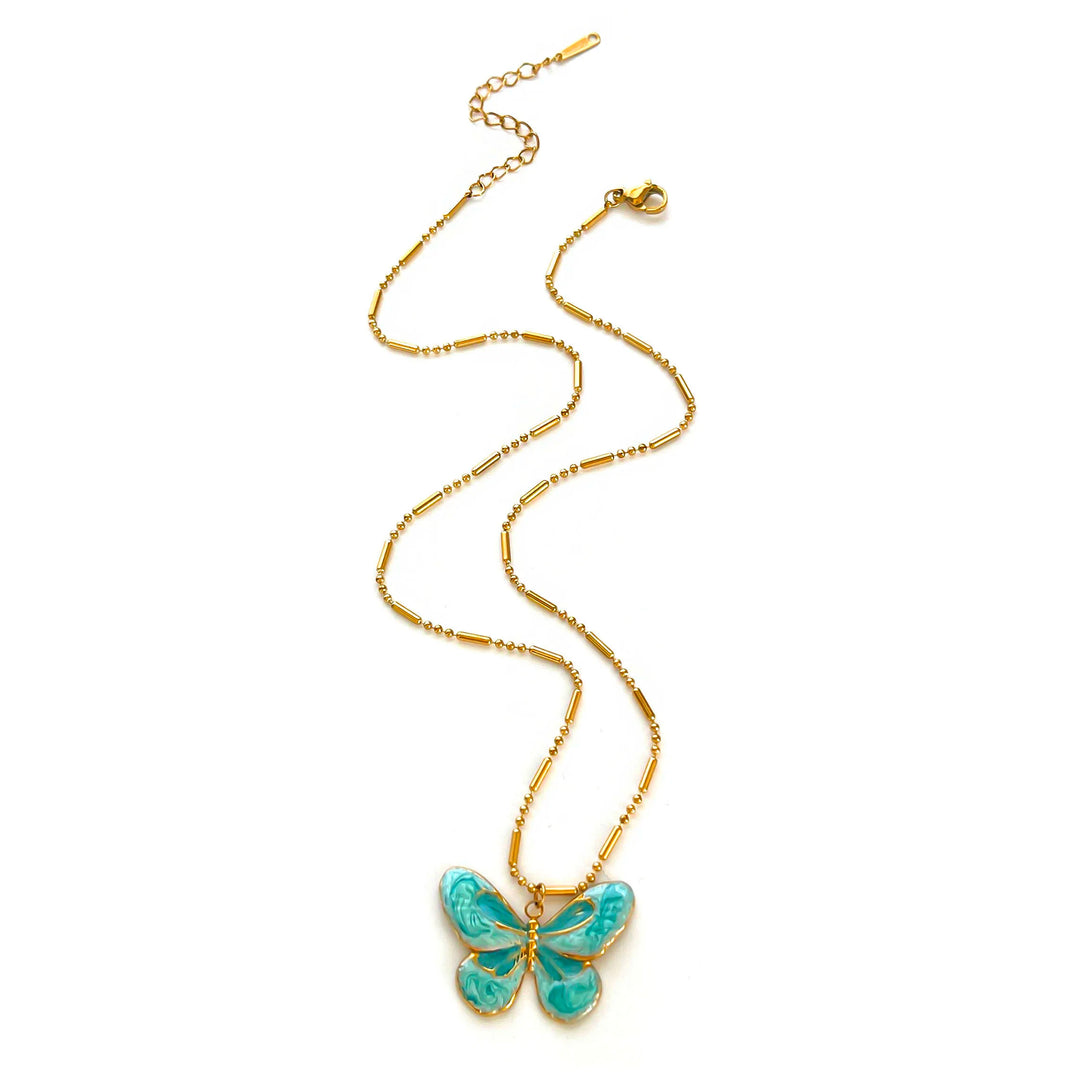 Wilhelmine | Women's Beautiful Layered Necklace Set with Butterfly and Teardrop
