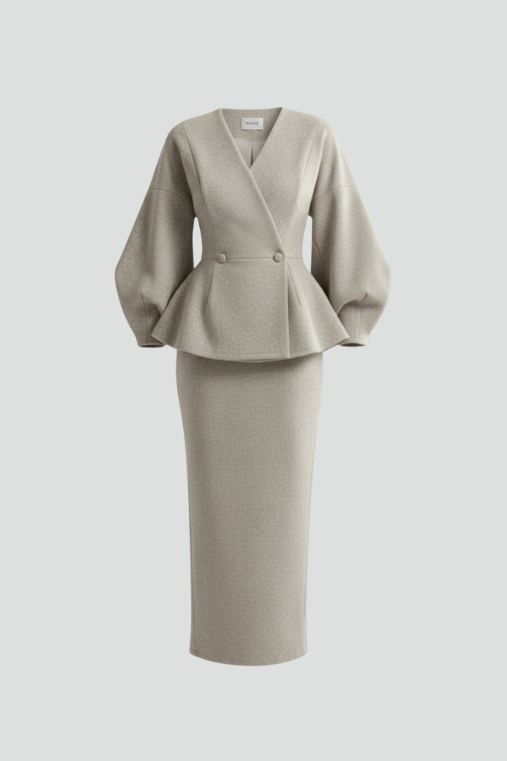 Ophelia | Women’s V-Neck Blazer and Skirt Set