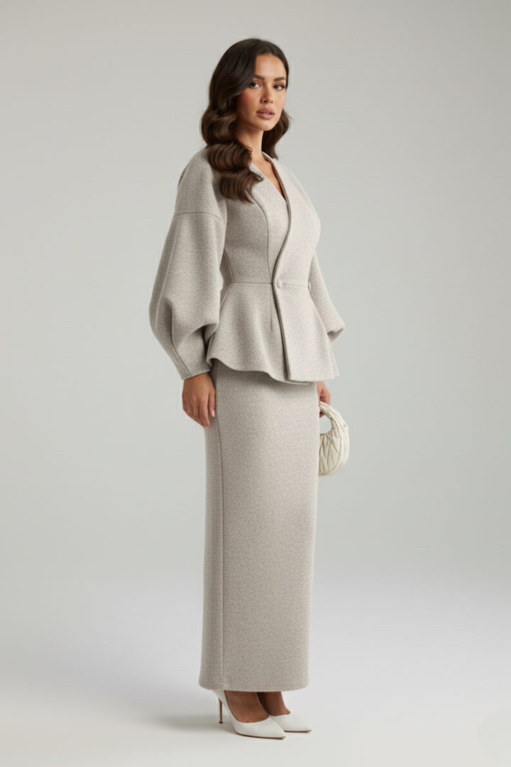 Ophelia | Women’s V-Neck Blazer and Skirt Set