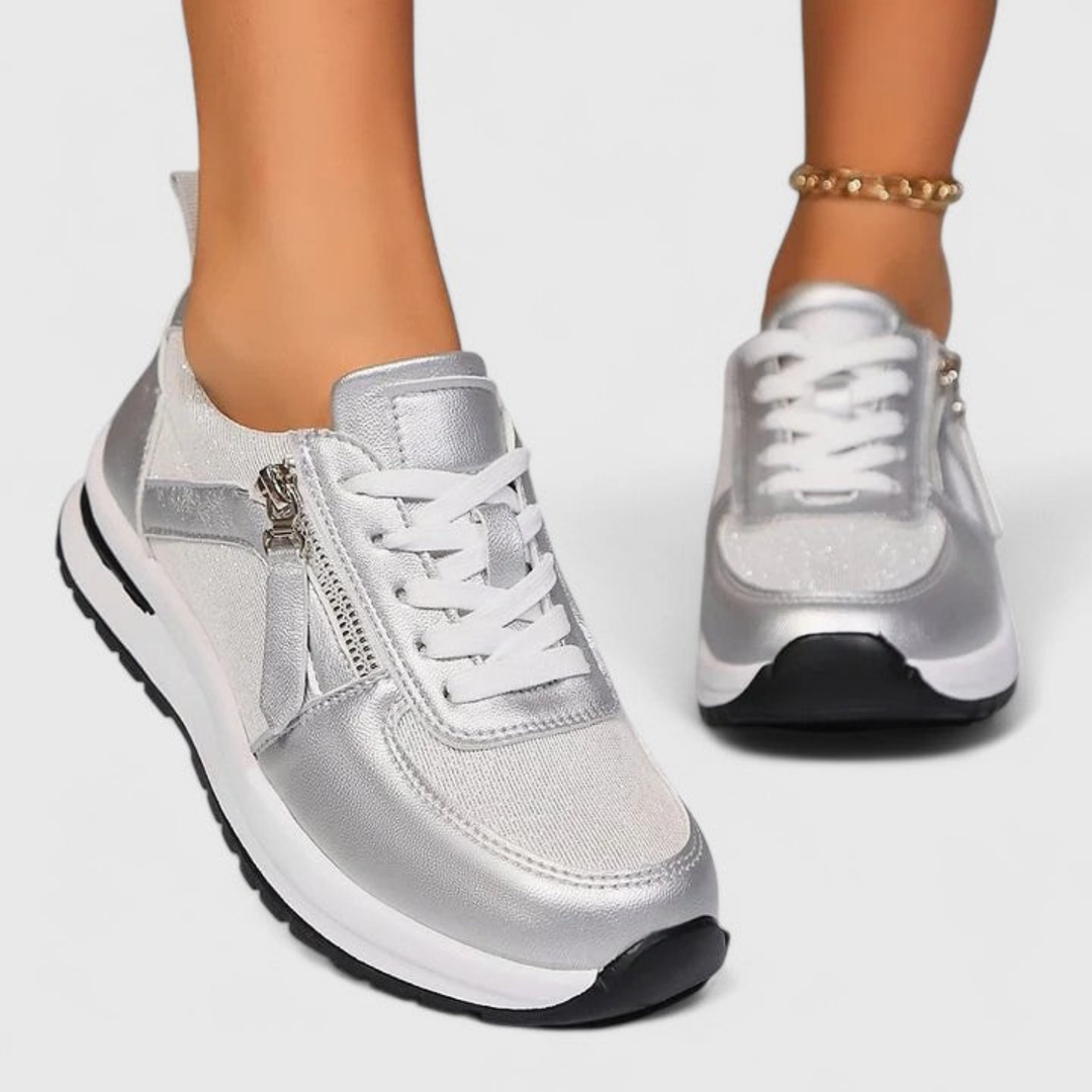 Susanna | Women's Metallic Glitter Side Zip -Up Sneakers