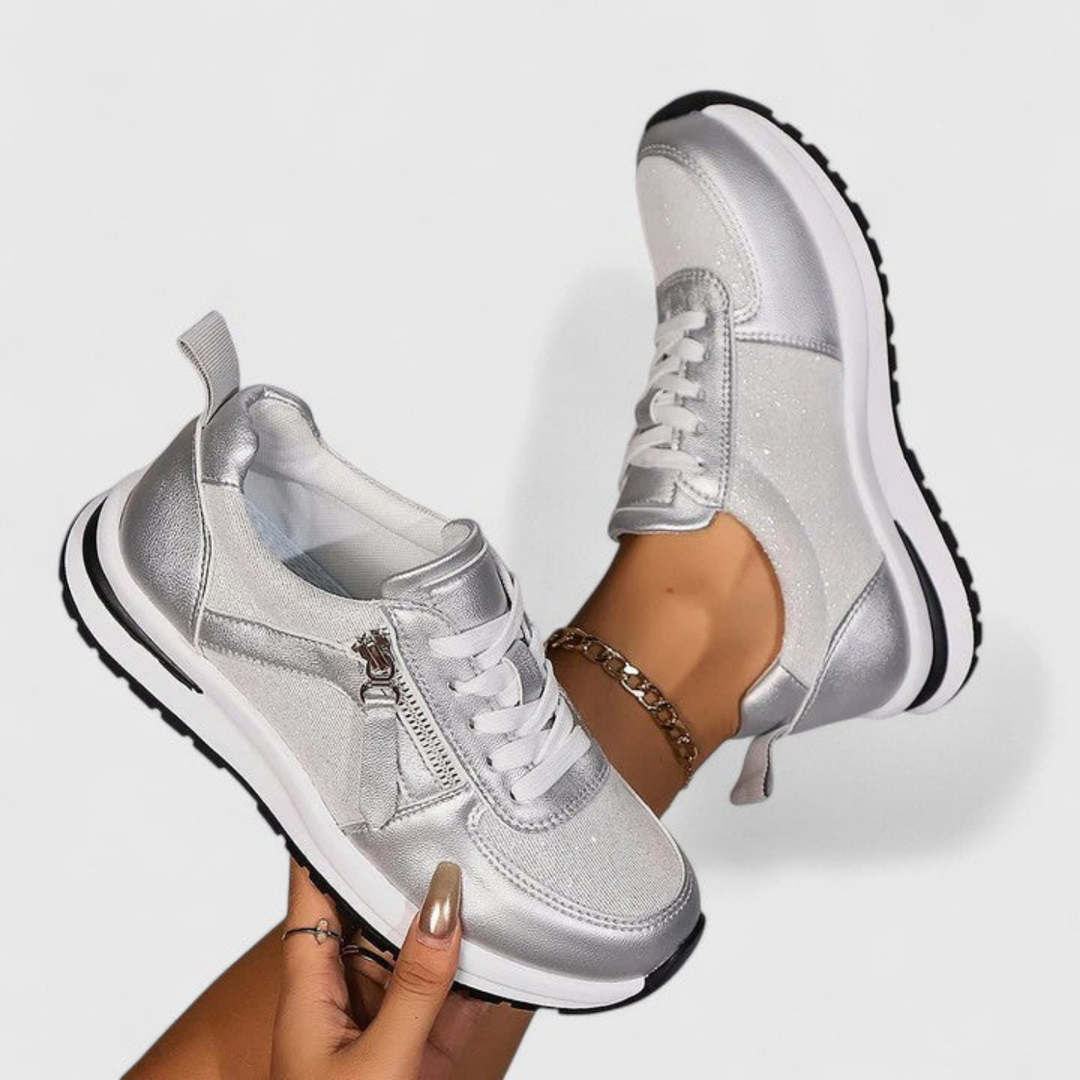 Susanna | Women's Metallic Glitter Side Zip -Up Sneakers
