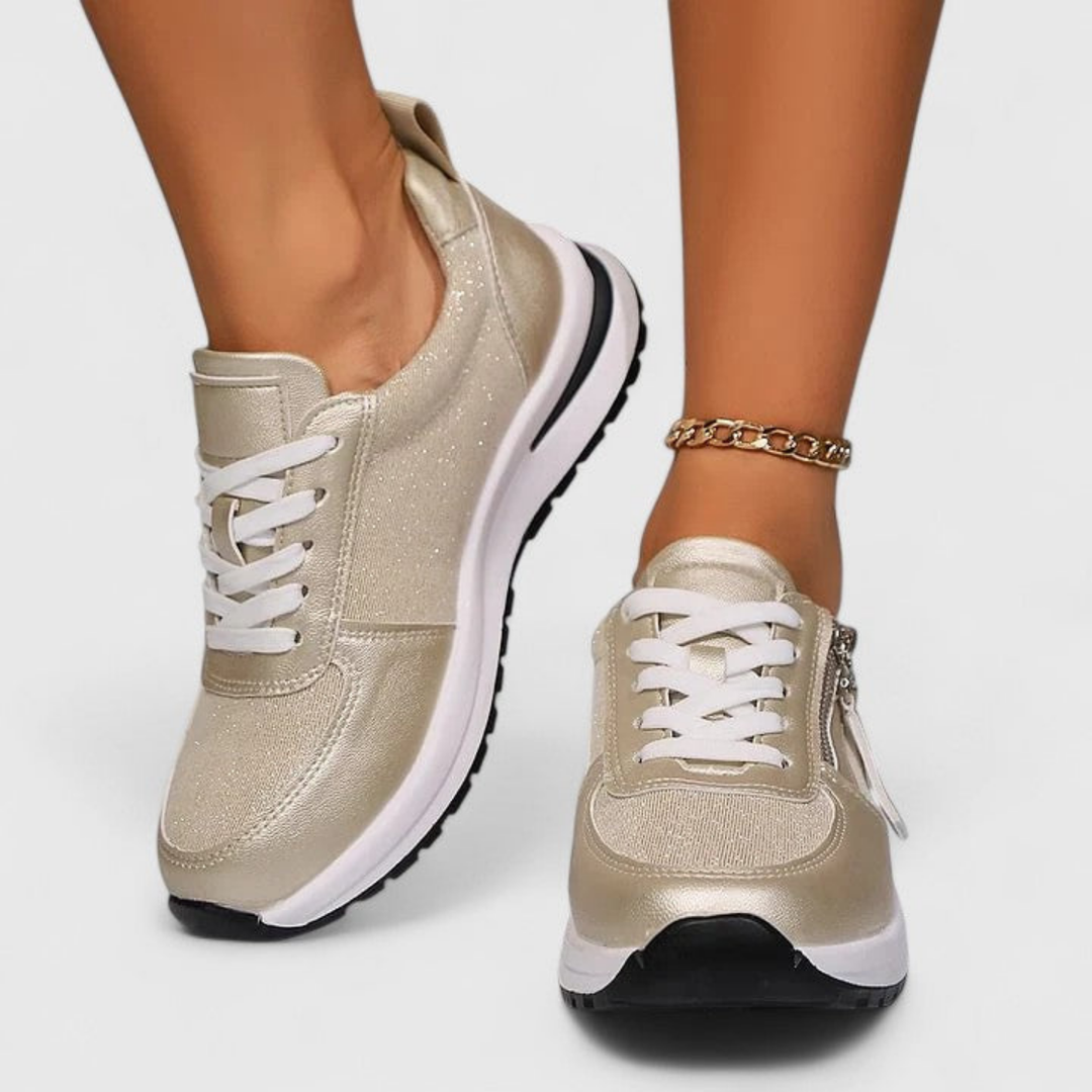 Susanna | Women's Metallic Glitter Side Zip -Up Sneakers