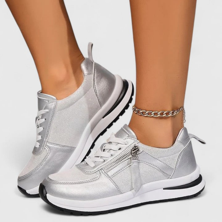 Susanna | Women's Metallic Glitter Side Zip -Up Sneakers