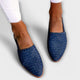 Women's woven slingback loafers with almond toes and flat soles