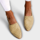Women's woven slingback loafers with almond toes and flat soles