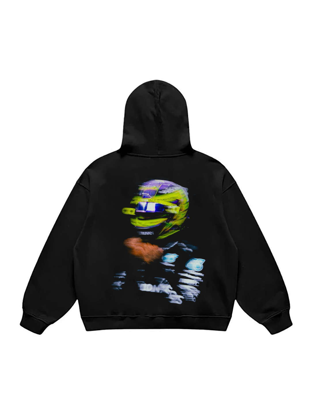 Black pullover hoodie with hood, graphic prints and kangaroo pocket