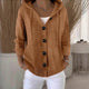 Women's hooded knitted cardigan with long sleeves and button front