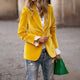 Women's velvet blazer with notched lapels, long sleeves and single button front
