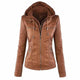 Women's hooded fitted jacket with long sleeves and multiple zip pockets