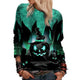 Women's Halloween graphic sweatshirt with pumpkin witch hat design