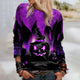 Women's Halloween graphic sweatshirt with pumpkin witch hat design