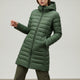 Women's quilted puffer jacket with high collar, long sleeves and zipped pockets