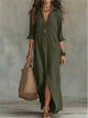 Bridget | Women's Maxi Shirt Dress Three Quarter Sleeves Loose