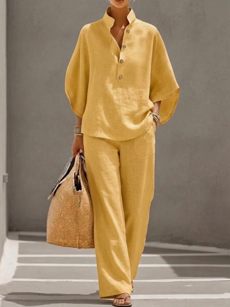 Sybilla | Women's suit with batwing sleeves and wide-leg trousers