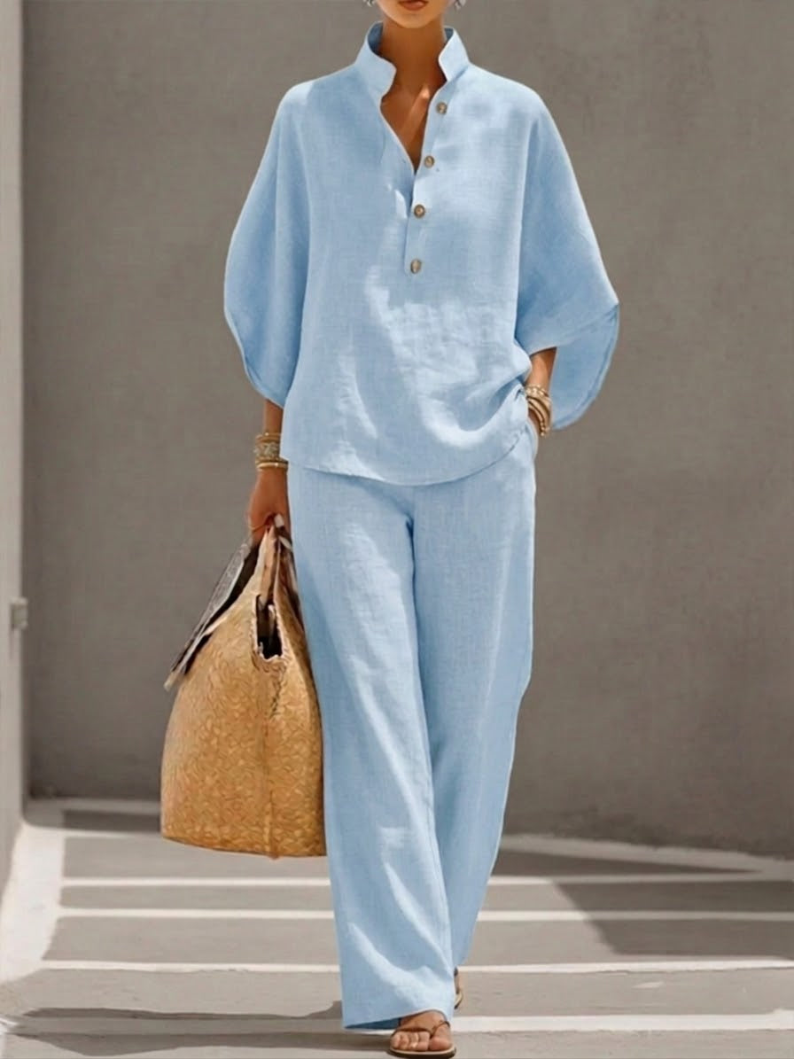 Sybilla | Women's suit with batwing sleeves and wide-leg trousers