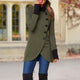 Women's single breasted coat with stand collar, long sleeves and curved hem