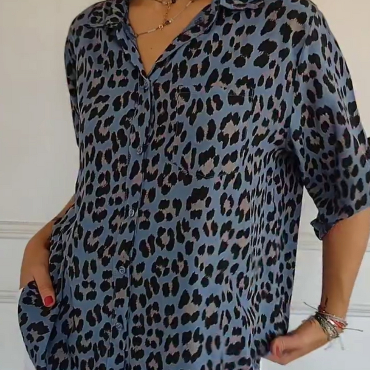 Madeleine | Women's V-Neck Leopard Print Top