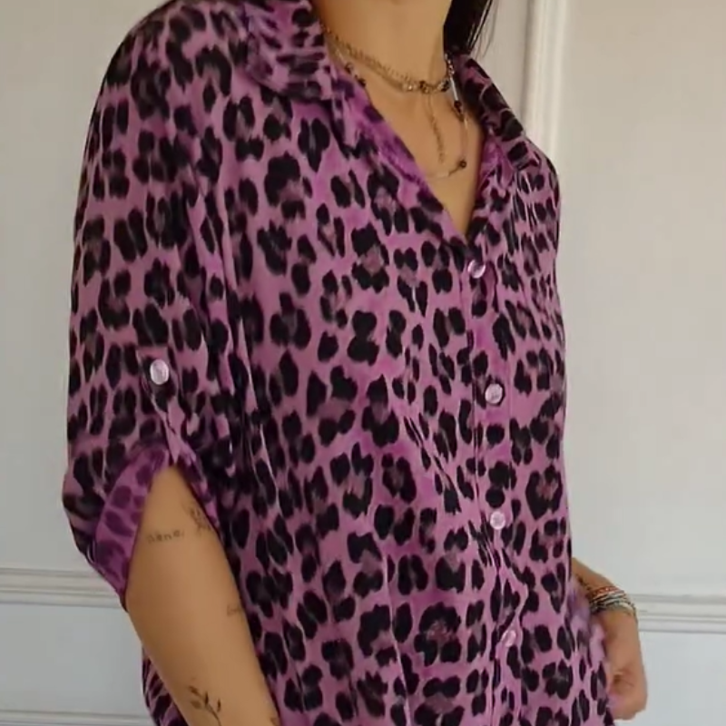 Madeleine | Women's V-Neck Leopard Print Top