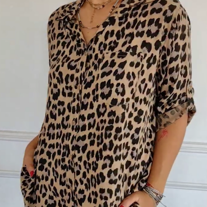 Madeleine | Women's V-Neck Leopard Print Top