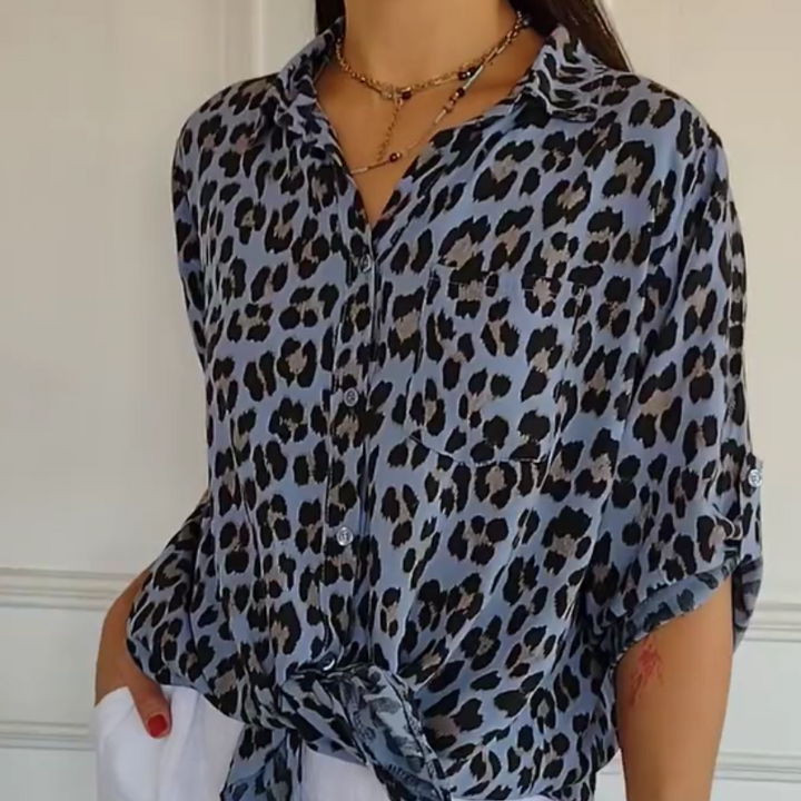 Madeleine | Women's V-Neck Leopard Print Top