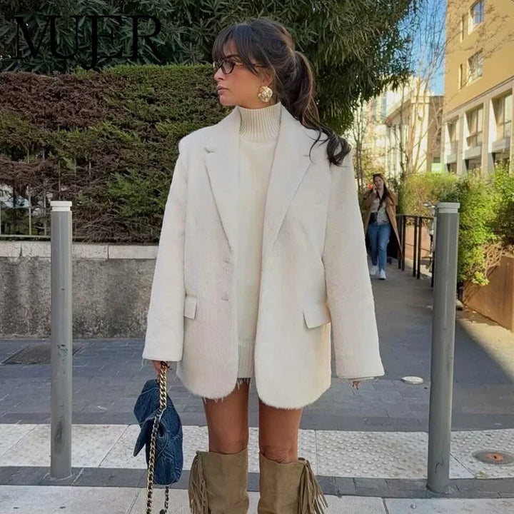 Isadora | Women's Blazer Jacket Notched Lapel Two Button Flap Pocket Smart Casual