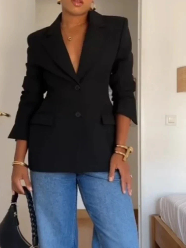 Augusta | Women's Classic Tailored Blazer Two Button Notch Lapel Long Sleeve Office