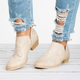 Clementine | Women's Pointed Toe Ankle Boots Back Zip Low Block Heel V-Cut Casual