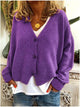 Brigitta | Women's V-Neck Button-Front Relaxed-Fit Knit Cardigan